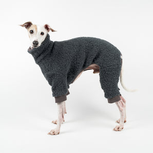 Italian Greyhound Fluffy Reversible Onesie -Charcoal