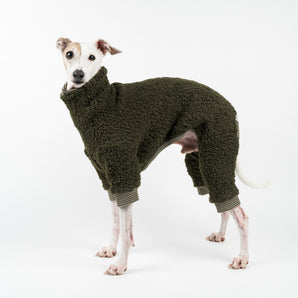 Italian Greyhound Fluffy Reversible Onesie - Khaki