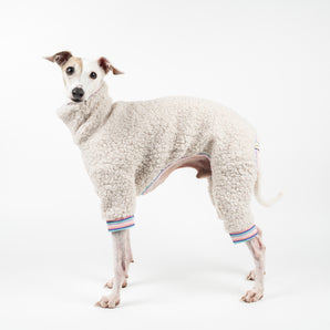 Italian Greyhound Fluffy Reversible Onesie - Vanilla