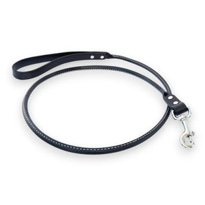 Black Rolled Leather Lead