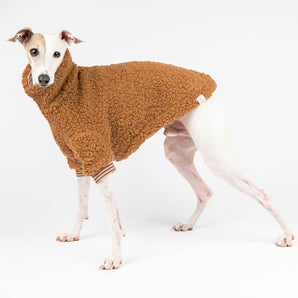 Italian Greyhound Fluffy Reversible Sweater - Caramel
