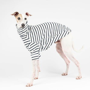 Italian Greyhound Ribbed Turtleneck Sweater - Sailor Stripe
