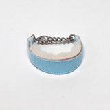 Blue Leather Wool-lined Martingale Collar