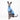 Whippet dog wearing a fluffy reversible sleeveless sweater/jumper in cornflower/blue colour sitting front on
