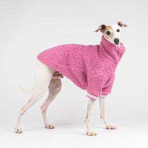 Fluffy Reversible Turtleneck Sweater in Bubblegum - Italian Greyhound