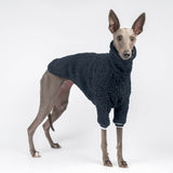 Fluffy Reversible Turtleneck Sweater in Navy - Whippet