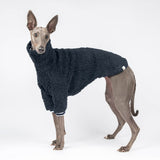 Fluffy Reversible Turtleneck Sweater in Navy - Whippet