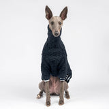 Fluffy Reversible Turtleneck Sweater in Navy - Whippet