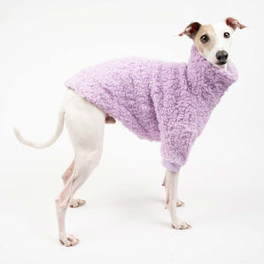 Fluffy Reversible Turtleneck Sweater in Lilac - Italian Greyhound